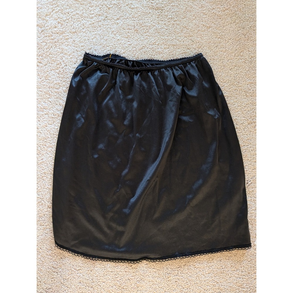 Vintage Bali Half Slip Black Lace Trim Nylon Skirt Smooth Layering Essential